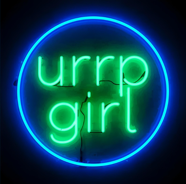 urrp girl neon sign background